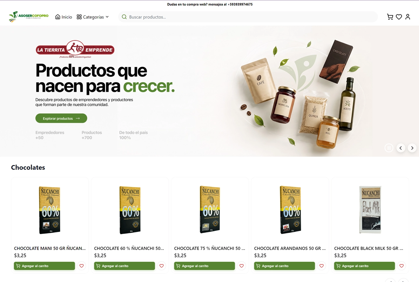 Tienda en línea de Asosercofopro en escritorio
